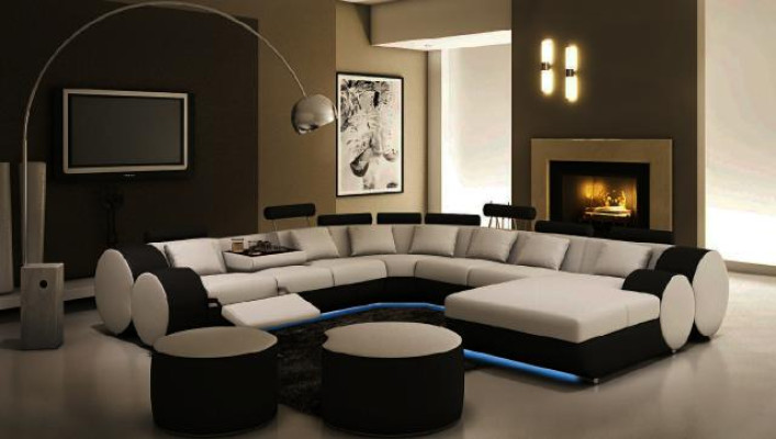 DESIGNER LEATHER SOFA XXL Living landscape BIG SOFA COUCH UPHOLSTERED CORNER Corner sofa new