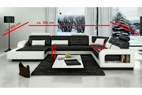 Corner sofa Sofa Couch Upholstery Living landscape Leather Corner Sofas Suite U-shape H2209