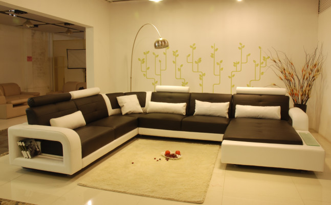 Corner sofa Upholstery Couch Sofa Living landscape Seat Corner Suite Leather Textile H2209