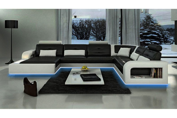 Corner sofa Upholstery Couch Sofa Living landscape Seat Corner Suite Leather Textile H2209