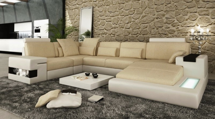 Corner sofa Sofa Couch Upholstery U-shape Living landscape Design Couches XXL Big