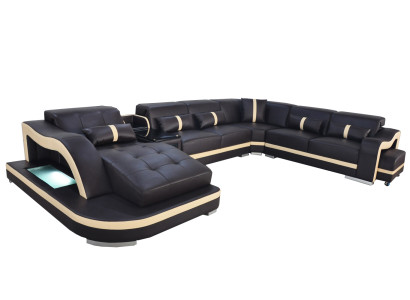 Leather Couch Upholstery Seat Living landscape Modern Corner Suite Sofa U-shape Design