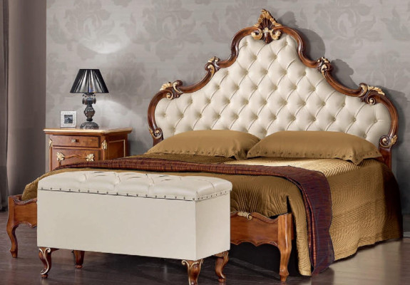 Bedroom Complete's Set Bed 2x Bedside table Chest of drawers Mirror Armchair 6pcs Italy