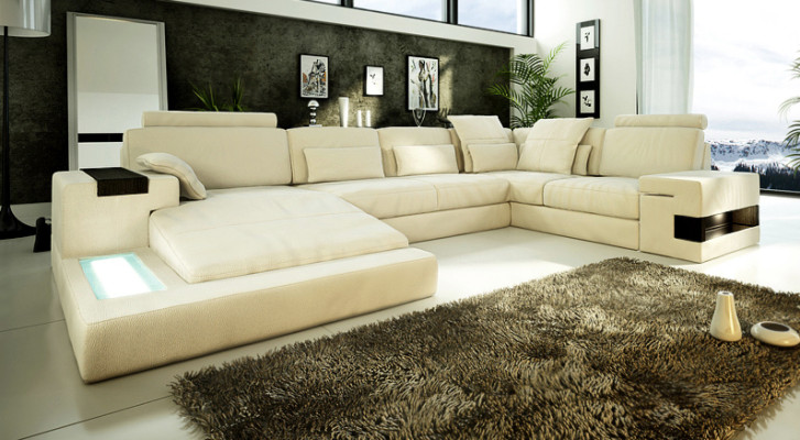 Leather Design Sofa Couch Upholstery Corner sofa Suite Living landscape Corner sofa XXL Corner