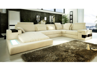 Leather sofa Designer Sofa U-shape Living landscape Couch Upholstery Corner sofa Suite new