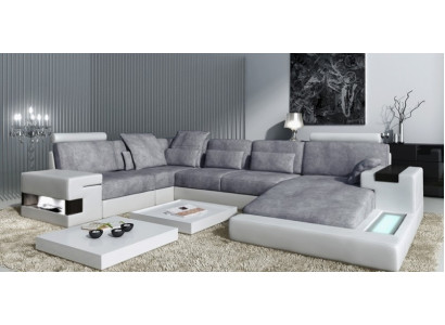 Leather sofa Upholstery Corner sofa Suite Living landscape Leather sofa Design Couch new