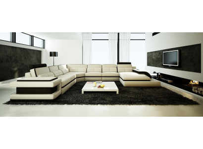 Living landscape Couch Upholstery Corner Suite Designer Leather Sofa + USB Sofa WetzlarD
