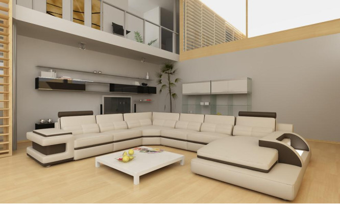 Living landscape Couch Upholstery Corner Suite Designer Leather Sofa + USB Sofa WetzlarD