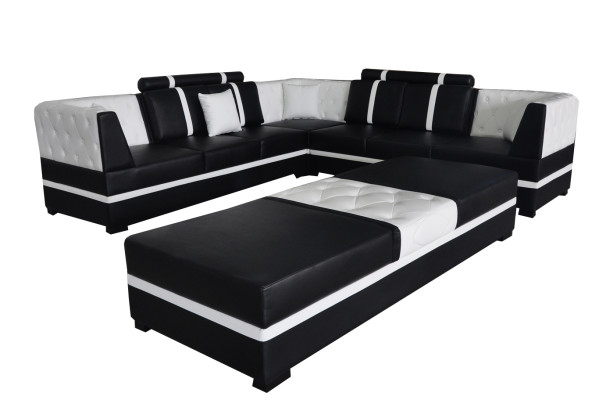 Leather Corner Sofa Couch Upholstery Seat Living Landscape Modern Design Furniture