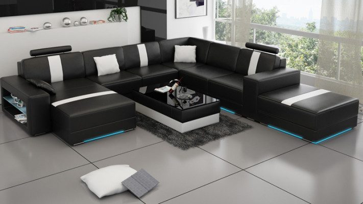 Leather sofa U-shape Couch Living landscape Corner sofa Suite Design Modern Sofa K5010