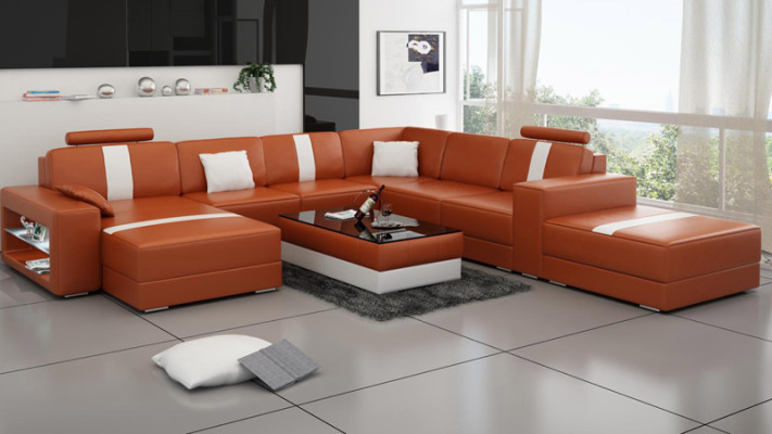 Leather sofa U-shape Couch Living landscape Corner sofa Suite Design Modern Sofa K5010
