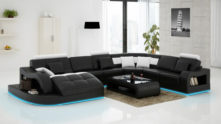 Leather sofa Couch Living landscape Corner sofa Corner Suite Design Modern Sofa L6015B