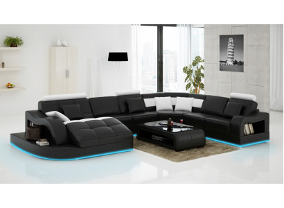 Leather sofa Couch Living landscape Corner sofa Corner Suite Design Modern Sofa L6015B