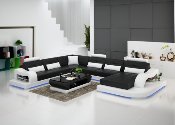 Leather sofa Couch Living landscape Corner sofa Eck Suite Design Modern Sofa G8005 new