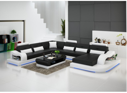 Leather sofa Couch Living landscape Corner sofa Eck Suite Design Modern Sofa G8005 new