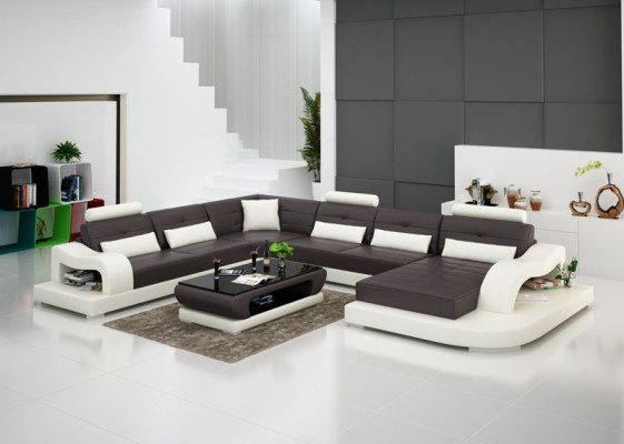 Leather sofa Couch Living landscape Corner sofa Eck Suite Design Modern Sofa G8005 new