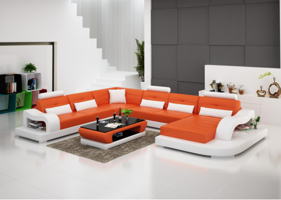 Leather sofa Couch Living landscape Corner sofa Eck Suite Design Modern Sofa G8005 new