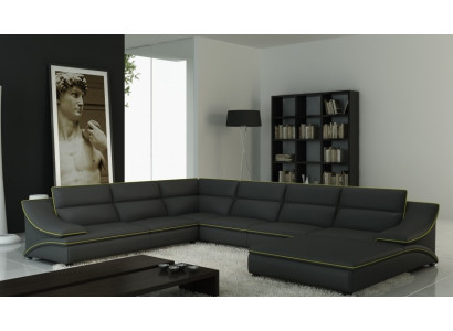 Corner sofa with USB Leather sofa Living landscape Couch Seat Corner Suite U-shape EltmannG