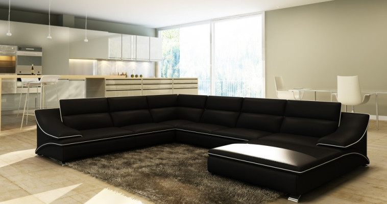Corner sofa USB Leather sofa Living landscape Couch Seat Corner Suite U-shape EltmannS new