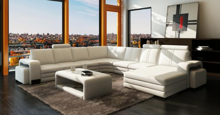 XXL leather sofa with USB leather couch Living landscape Corner sofa new Suite Sofa FRANCO