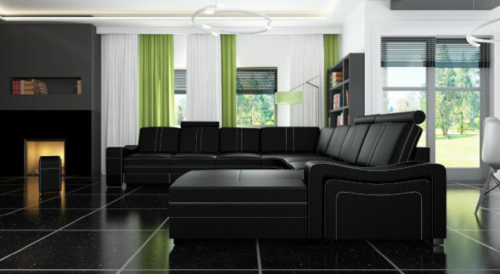 XXL leather sofa with USB leather couch Living landscape Corner sofa new Suite Sofa FRANCO