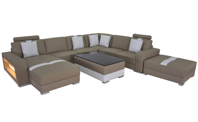 Corner sofa U shaped couch seat cushion Corner Leather Modern designer couches + USB