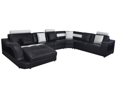 Leather Sofa with USB Living landscape Corner Suite Design Modern Sofas U-shape Couches