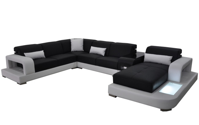 Modern Seat Upholstery Living landscape Living room Couch Upholstery Corner USB + Light
