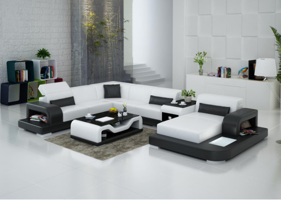 Modern Seat Upholstery Living landscape Living room Couch Upholstery Corner USB + Light