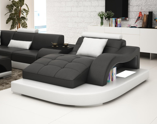 Leather sofa Couch Living landscape Corner sofa Corner Suite Design Modern Sofa +USB Red