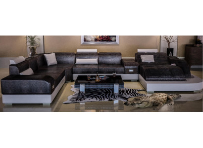 Crocodile Style Leather Stylish Designer Luxury Living landscape Couches Corner sofa new
