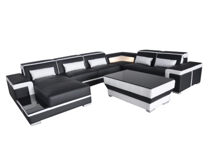 Leather sofa USB Living landscape Corner sofa Corner Suite Design Modern Sofa Couch new