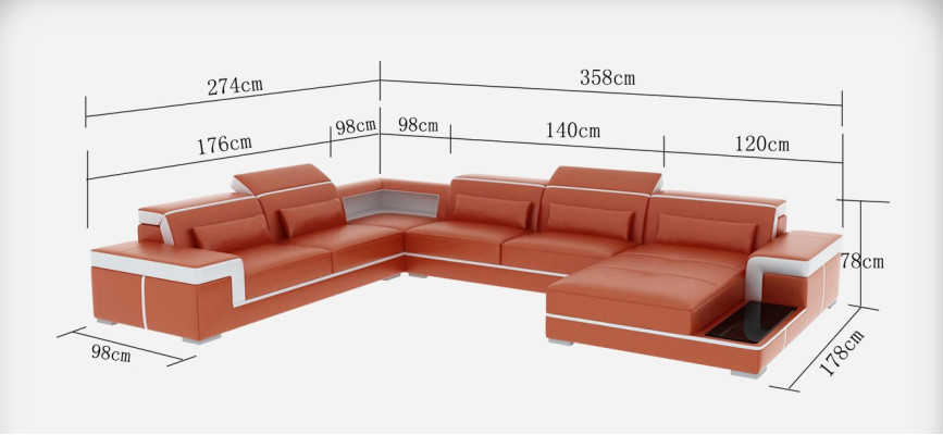 Leather sofa USB Living landscape Corner sofa Corner Suite Design Modern Sofa Couch new