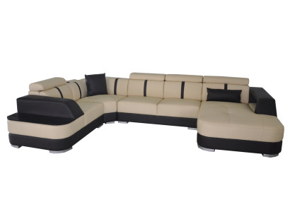Living landscape Designer Sofa with USB Big Upholstery Leather Sofas Corner Seat Black