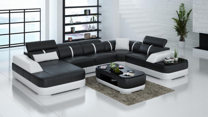 Leather Sofa Upholstery Seat Corner Sofa Suite Living landscape Living room Couch with USB