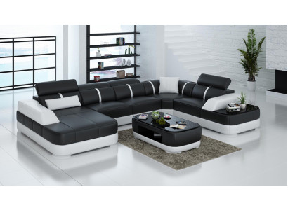 Leather Sofa Upholstery Seat Corner Sofa Suite Living landscape Living room Couch with USB
