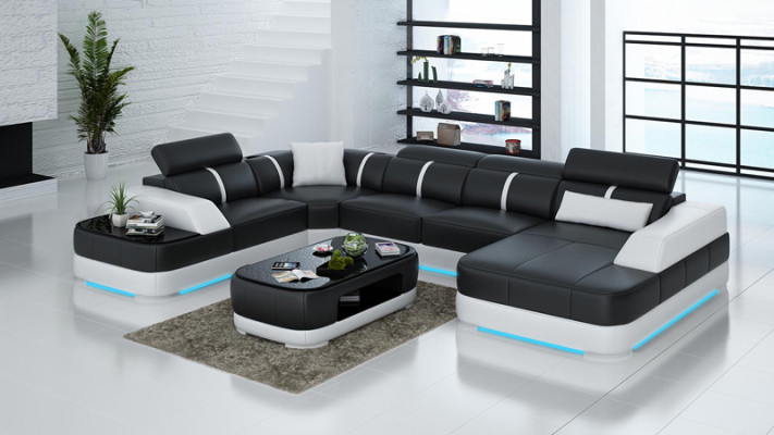 Leather Sofa Upholstery Seat Corner Sofa Suite Living landscape Living room Couch with USB