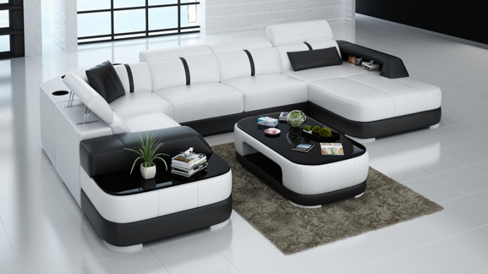 Leather Sofa Upholstery Seat Corner Sofa Suite Living landscape Living room Couch with USB