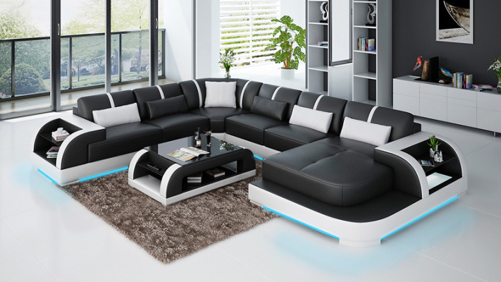 Modern leather sofa couch living landscape design corner sofa corner suite sofa light USB