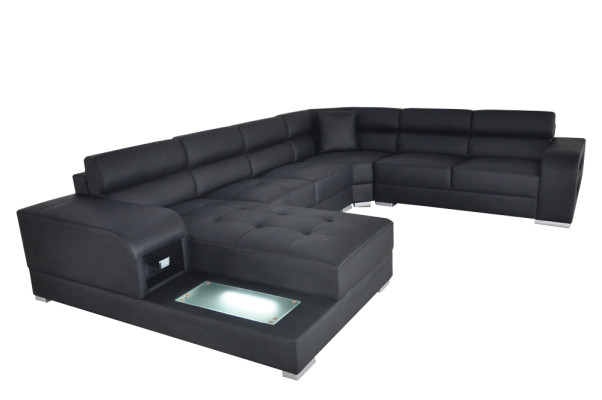 Leather Sofa Couch Living landscape Design Suite Modern Corner Sofa U-shape with USB