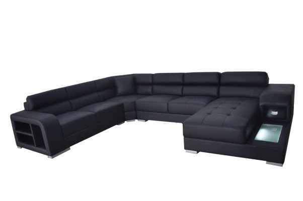 Leather Sofa Couch Living landscape Design Suite Modern Corner Sofa U-shape with USB