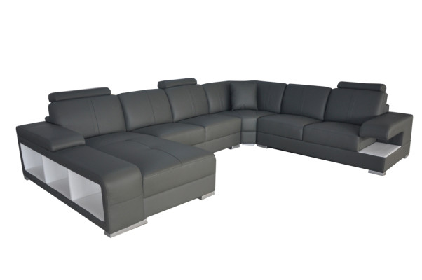 Living room Sofa Couch Leather Upholstery Corner Seat Suite U-shape Living landscape +USB