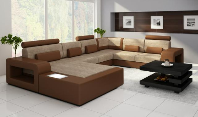 Living landscape Sofa with USB,Sofa set Fabric Textile Leather Sofa with lighting