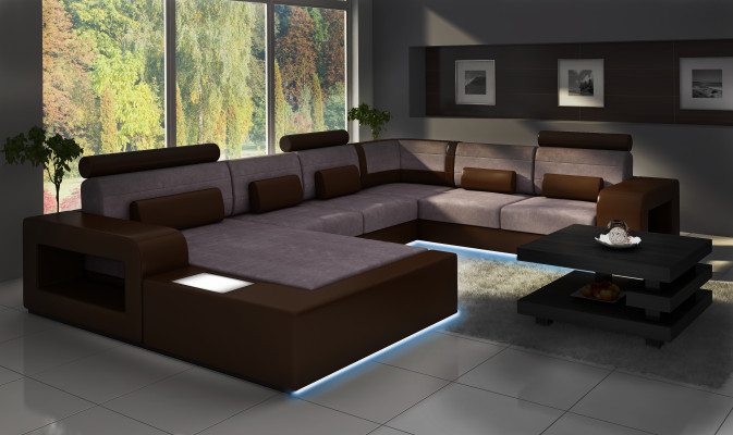 Living landscape Sofa with USB Sofa set Fabric Textile Leather Sofa with lighting
