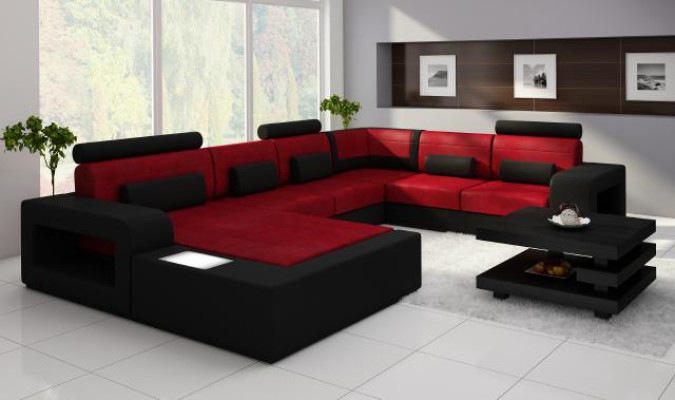 Living landscape Sofa with USB Sofa set Fabric Textile Leather Sofa with lighting