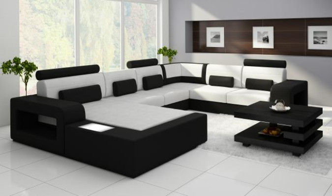 Living landscape Sofa with USB Sofa set Fabric Textile Leather Sofa with lighting