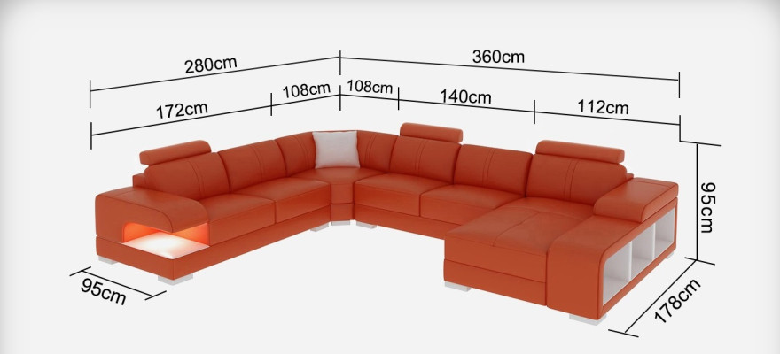 Leather sofa Modern Couch Living landscape Corner Corner sofa Decor Design Suite