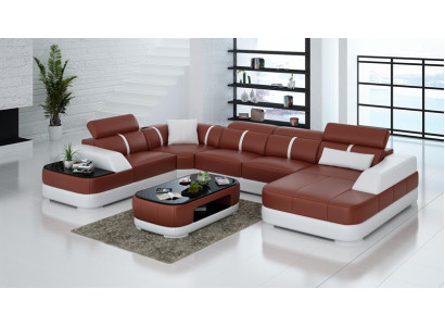 Leather Sofa Upholstery Seat Corner Sofa Suite Living landscape Living room Couch G8026
