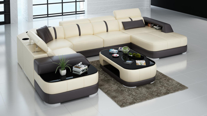 Leather Sofa Upholstery Seat Corner Sofa Suite Living landscape Living room Couch G8026