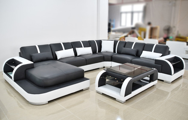 Sofa Couch Upholstery Corner Suite Fabric Sofas Leather Corner sofa U-shape Living landscape